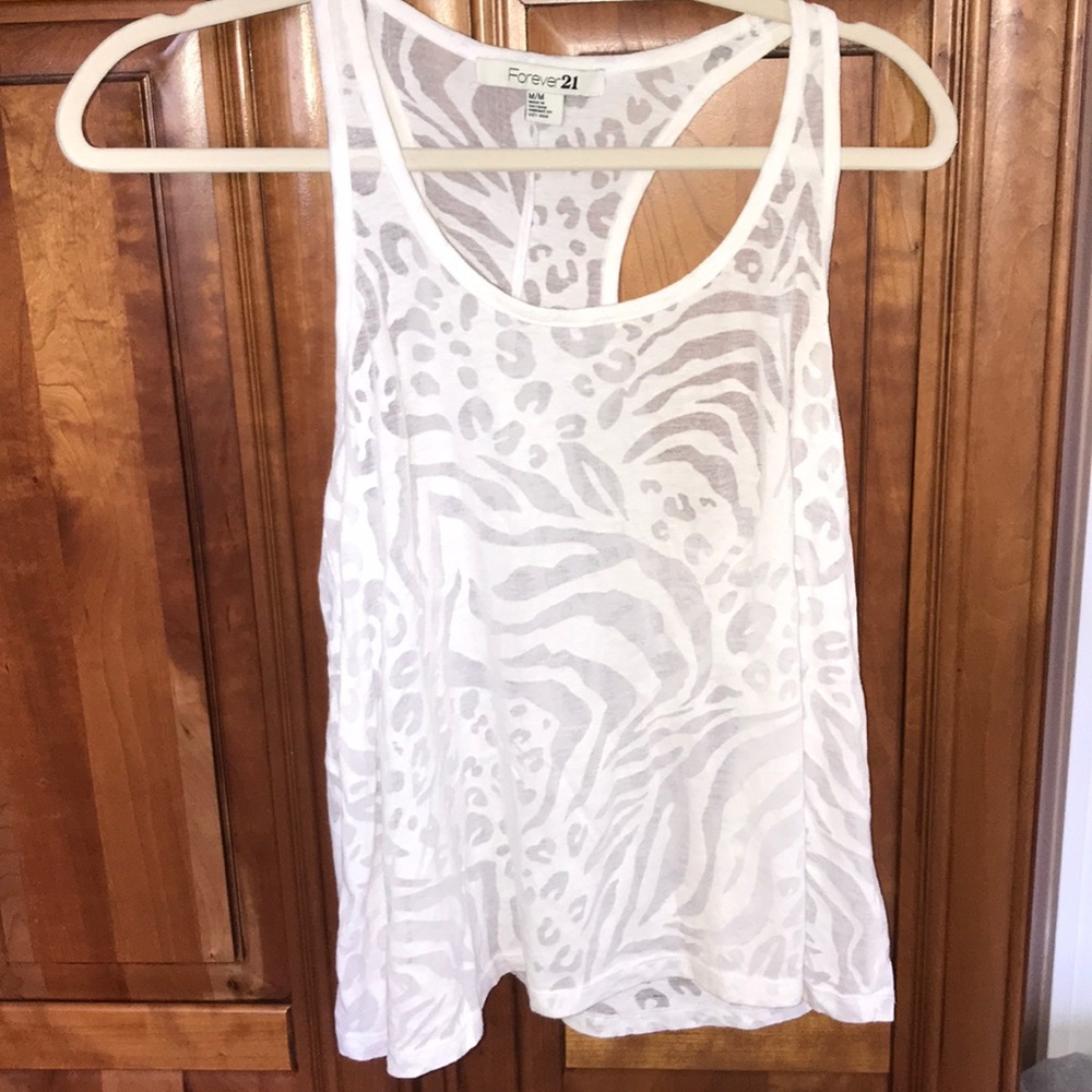 White animal print tank top